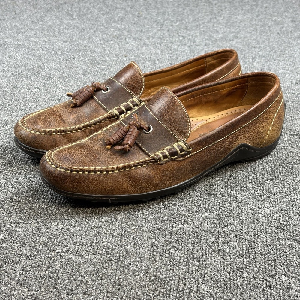 Martin Dingman Countrywear Brown Leather Tassel Loafers Men's Sz 9M Vibram Soles